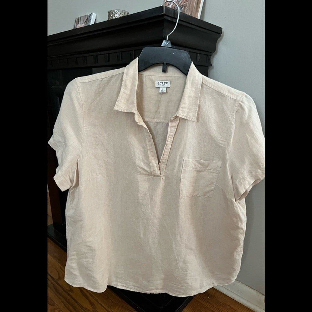 J CREW LINEN BLEND POPOVER LARGE